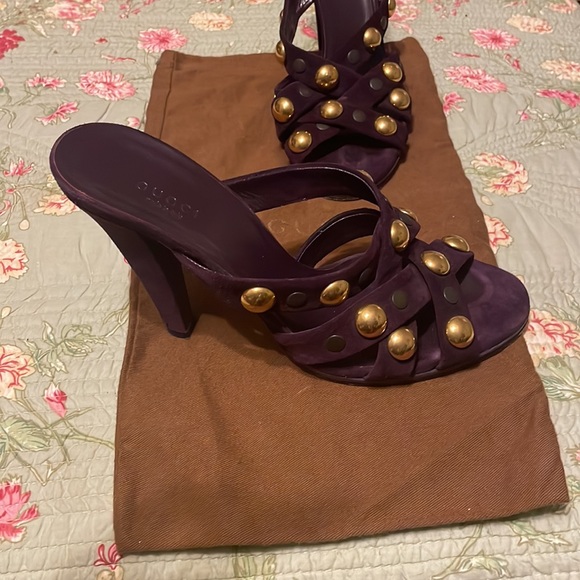 Gucci Vintage Purple Velvet Studded Heels - Picture 5 of 8